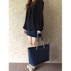 [NEW MICHAEL KORS 30S6GJ8T2L JET SET TRAVEL MEDIUM SAFFIANO LEATHER TOTE